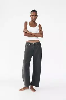 Свободные джинсы balloon trf со средней талией ZARA, темно-серый