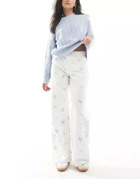 Свободные широкие джинсы белого цвета Cotton:On