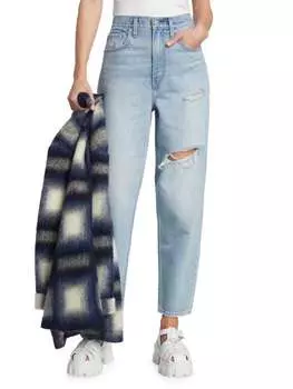 Свободные зауженные джинсы с высокой посадкой и эффектом потертости Levi's Blue