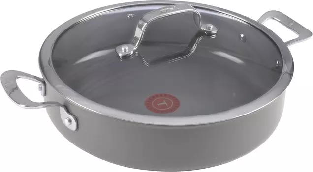 T-fal Ceramic Excellence Reserve Керамическая универсальная сковорода с антипригарным покрытием Индукционная духовка емкостью 5,5 литра для жарки в жаровне 500F Посуда, кастрюли и сковородки Серого цвета, Gray
