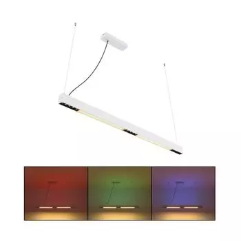 [T] Подвесной светильник Globo Lighting алюминий белый, матовый, стекло, акрил, с регулировкой яркости, смена цвета, фиксация цветов, функция памяти, ночник, пульт дистанционного управления, батарейка в комплекте 2x AAA, RGB вверх, ДxШxВ: 1190x7...