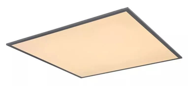 [T] Потолочный светильник Globo Lighting алюминий белого цвета, графит, опаловый акрил, с подсветкой, 3 уровня с помощью настенного выключателя, ДxШxВ: 590x590x75 мм, вкл. светодиод 36 Вт, 230 В, источник 3200 лм, выход 2 250 лм, 3000 К, вкл. светодиод 8