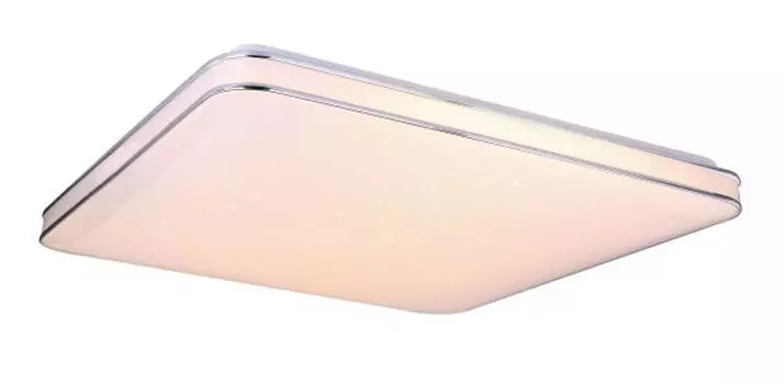 [T] Потолочный светильник Globo Lighting, белый металл, акрил опаловый блеск, хромированное кольцо, регулировка яркости, возможность фиксирования цветов, ночник, пульт дистанционного управления, батарейки в комплекте 2x AAA, ДхШхВ: 495х495х80мм, вкл. све
