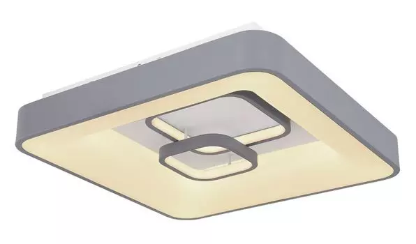 [T] Потолочный светильник Globo Lighting металлический, серый акрил, белый, с регулируемой яркостью, возможность фиксации цветов, функция памяти, ночник, пульт дистанционного управления, батарейки в комплекте 2x AAA, ДхШхВ: 500х500х100мм, вкл. с...