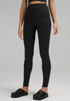 Тайтсы женские lululemon с высокой талией с логотипом бренда, черный