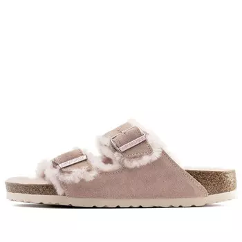 Тапочки arizona shearling suede leather sandals 'light rose' Birkenstock, розовый