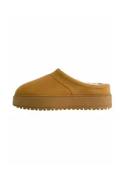 Тапочки Bershka, цвет camel