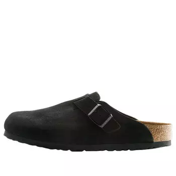 Тапочки boston soft footbed suede leather sandals 'black' Birkenstock, черный