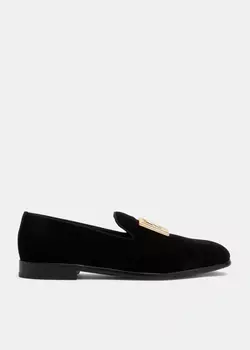 Тапочки Dolce&Gabbana DG Logo Velvet, черный