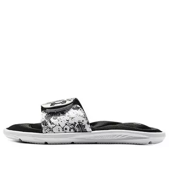 Тапочки ignite 6 graphic strap slide 'black white' Under Armour, черный
