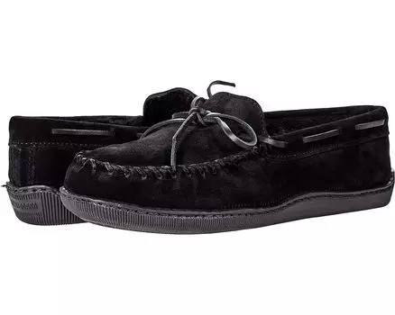Тапочки Minnetonka Sheepskin Hardsole Moc, черный