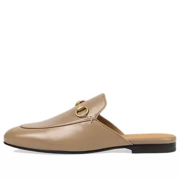 Тапочки princetown leather slipper 'brown leather' Gucci, бежевый