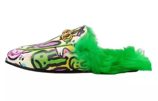 Тапочки Princetown с граффити-принтом Gucci