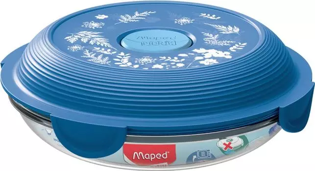 Тарелка для микроволновой печи Maped PINIK CONCEPT CYANOTYPE из стекла с пластиковой крышкой