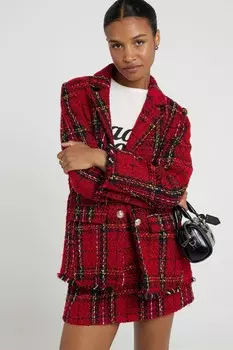 Тартан букле тейло блейзер River Island, красный