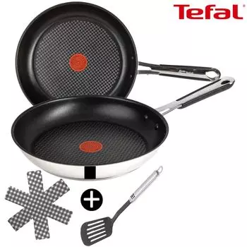 Tefal E30 Jamie Oliver сковорода, 28 см, индукционная сковорода, 3 предмета -SET3-, с высокими краями, антипригарным покрытием, можно использовать в духовке, можно мыть в посудомоечной машине