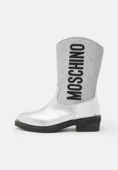 Техасские/байкерские ботинки MOSCHINO, серебристый/черный