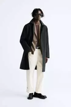Технический тренч с декоративной строчкой ZARA, черный