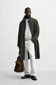Технический тренч свободного кроя ZARA, хаки