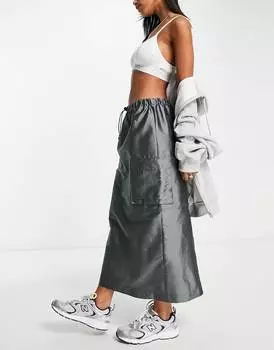 Темно-серая юбка миди карго Topshop