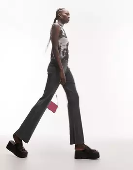 Темно-серые брюки прямого кроя в рубчик Topshop Tall