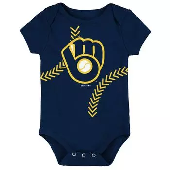 Темно-синее боди Milwaukee Brewers Running Home Team для новорожденных и младенцев Outerstuff