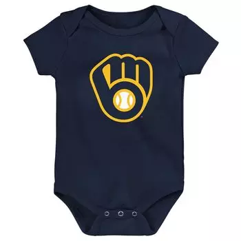 Темно-синее боди с логотипом команды Milwaukee Brewers для новорожденных и младенцев Outerstuff