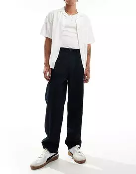 Темно-синие брюки прямого кроя из твила Fred Perry
