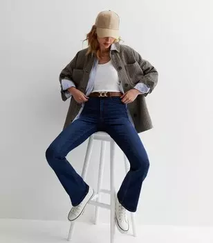 Темно-синие джинсы Quinn Bootcut с увеличенной талией New Look, синий