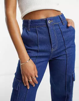 Темно-синие джинсы с широкими штанинами и карманами River Island Tall