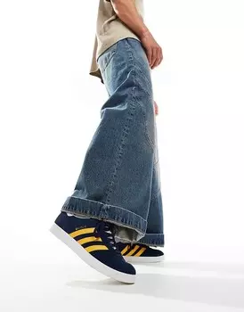 Темно-синие и желтые кроссовки adidas Originals Gazelle