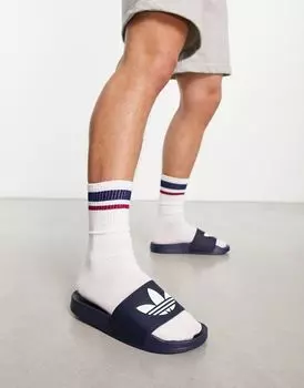 Темно-синие шлепанцы adidas adilette Lite