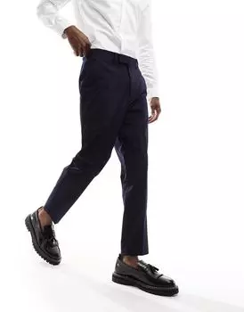 Темно-синие зауженные брюки ASOS DESIGN
