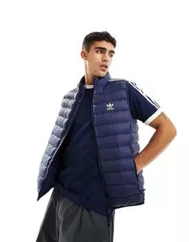 Темно-синий дутый жилет с 3 полосками adidas Originals