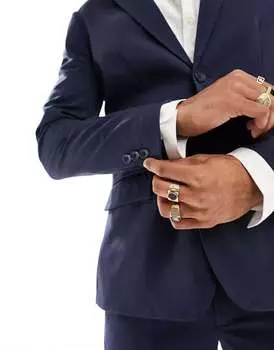 Темно-синий приталенный пиджак Only & Sons