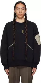 Темно-синий свитшот с губкой sacai