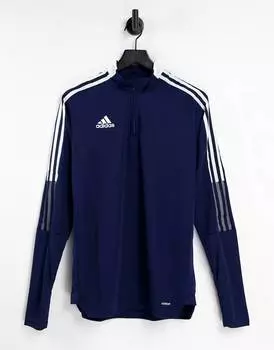 Темно-синий топ на молнии Adidas Football Tiro 21