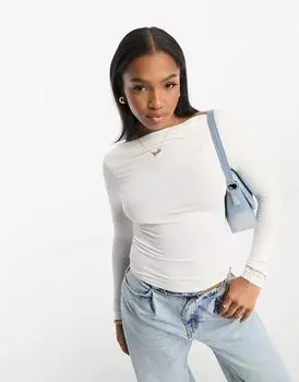 Темно-синий топ с длинными рукавами и вырезом Miss Selfridge