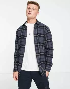Темно-синяя фланелевая рубашка в клетку Jack & Jones Originals