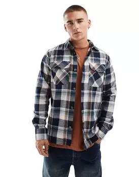Темно-синяя фланелевая рубашка в клетку Jack & Jones