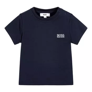 Темно-синяя футболка с логотипом BOSS, синий