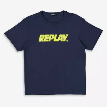 Темно-синяя футболка с логотипом Replay