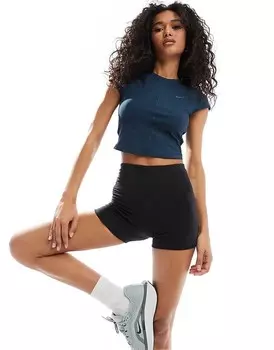 Темно-синяя футболка в рубчик с запахом Nike Training One