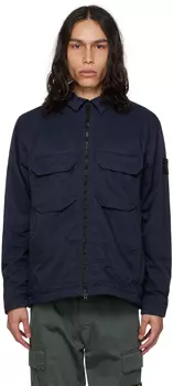 Темно-синяя непрозрачная куртка Stone Island