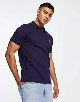 Темно-синяя рубашка-поло узкого кроя из пике Lacoste