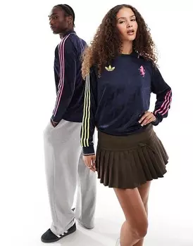 Темно-синяя рубашка унисекс с длинными рукавами adidas Originals Juventus 24/25