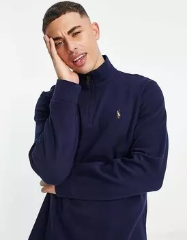 Темно-синяя толстовка на молнии с логотипом Polo Ralph Lauren