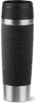 Термокружка Emsa "Travel Mug Classic, с отверстием для питья на 360°", 4 часа горячего, 8 часов холода - 360 мл / 6 часов горячего, 12 часов холода - 500 мл, 100% герметичность 8х24,2 см, черный