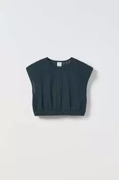 Текстурированная футболка ZARA, темно-синий