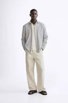 Текстурированная рубашка ZARA, черно-белый